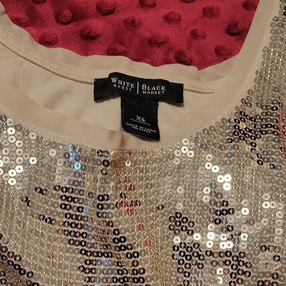 White House Black Market Stylish Sequin Gold Tank - Picture 2 of 5